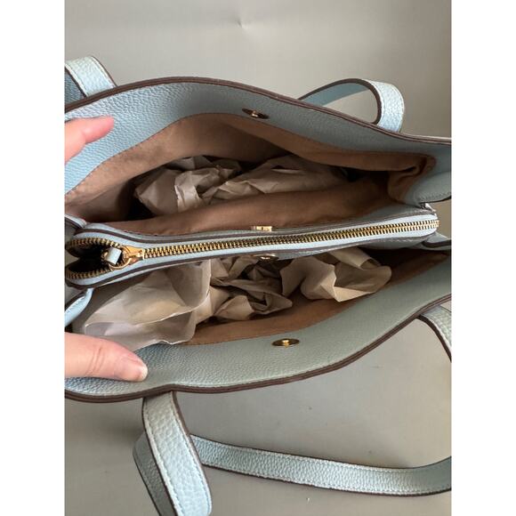 Nanette Lepore Tote Bag Womens Baby Blue Pebbled Faux Leather Shoulder Bag Purse - Picture 9 of 9